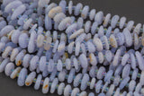 Natural Blue Laced Chalcedony Agate Smooth Freeform Roundel Chip Beads 15.5" Strand