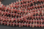 Natural Strawberry Quartz Smooth Freeform Roundel Chip Beads 15.5" Strand