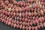 Natural Rhodonite Smooth Freeform Roundel Chip Beads 15.5" Strand