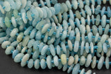 Natural Aquamarine Smooth Freeform Roundel Chip Beads 15.5" Strand