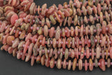 Natural Rhodochrosite Smooth Freeform Roundel Chip Beads 15.5" Strand