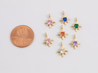 18k Gold Birthstone Charm Tiny Star Northstar charms Necklace Earring Bracelet Supplies Jewelry Supply Personalized Delicate Dainty Pendant