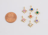 18k Gold Birthstone Charm Tiny Star Northstar charms Necklace Earring Bracelet Supplies Jewelry Supply Personalized Delicate Dainty Pendant