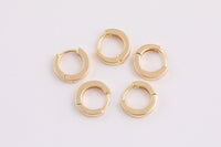 4 pcs 18kt Gold Filled Huggie Earrings Thick 12.5x3mm One Touch Lever Simple round hoop earring Huggies Earring Gift for Minimalist Huggies