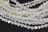 Iridescent White Mother of Pearl MOP Shell Heart Beads- Side Drilled- 6mm and 8mm- 5.5'' Strand Shell Beads