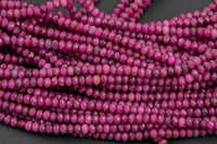 Natural Ruby High Quality in Diamond Cut Faceted Roundel, 2x4mm - Full 15.5 Inch Strand-Full Strand 15.5 inch Strand