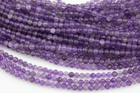 Natural Amethyst - Full Strands-15.5 inches 3mm or 4mm- Nice Size Hole- Diamond Cutting,High Facets-Nice and Sparkly-Faceted Round