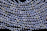 Natural Blue Laced Agate Beads Full Strands-15.5 inches-4mm- Nice Size Hole- Diamond Cutting, High Facets-Nice and Sparkly-Faceted Round