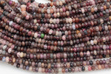 Faceted Natural Pink Tourmaline Rondelle 2x4mm Beads Diamond Cut Gemstone 15.5" Strand