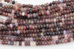 Faceted Natural Pink Tourmaline Rondelle 2x4mm Beads Diamond Cut Gemstone 15.5" Strand