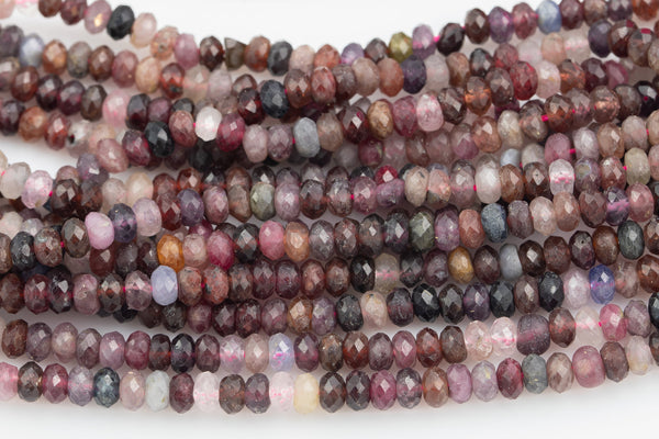 Faceted Natural Pink Tourmaline Rondelle 2x4mm Beads Diamond Cut Gemstone 15.5" Strand