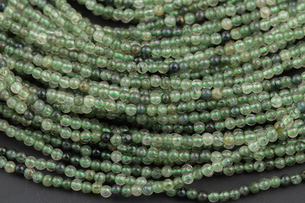 3mm 4mmNatural Green Rutilated Quartz Beads Green Phantom + Rutiled Quartz 3mm 4mm Loose Beads Full Strand 15.5" Strand
