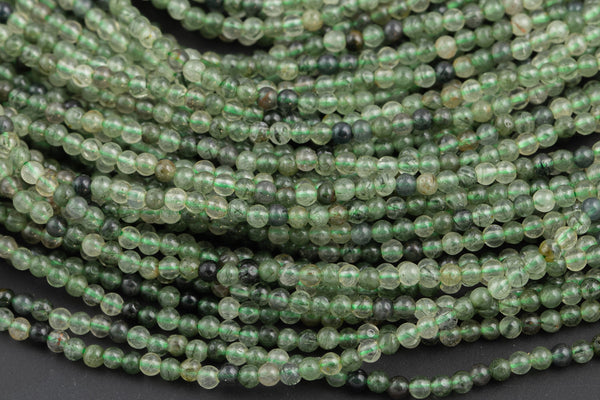 Natural Green Rutilated Quartz- 3mm- Full Strand 15.5" Strand