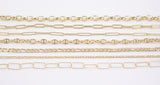 14k Gold Plated Paperclip Chains - Tarnish Resistant Popular Paperclip sizes and figaro chain mariner's chain - Sold by the yard