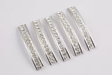 2-Hole Spacer Spacers Tubes Rhinestone Spacer 50x8mm Curved Double Hole Spacers Silver White Gold 5 pcs