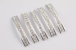 2-Hole Spacer Spacers Tubes Rhinestone Spacer 50x8mm Curved Double Hole Spacers Silver White Gold 5 pcs