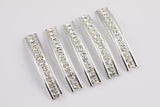 2-Hole Spacer Spacers Tubes Rhinestone Spacer 50x8mm Curved Double Hole Spacers Silver White Gold 5 pcs