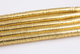 18K Brushed Gold Plated Curved Wavy Copper gold flat disc beads spacers - Brushed Disk heishi rondelle spacers beads - 220 beads