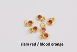 6pc 18k Gold Dainty Tiny Round Birthstone Charms- Assorted Colors -4mm- 6 pcs per order