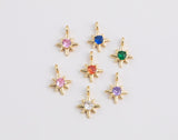 18k Gold Birthstone Charm Tiny Star Northstar charms Necklace Earring Bracelet Supplies Jewelry Supply Personalized Delicate Dainty Pendant