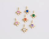 18k Gold Birthstone Charm Tiny Star Northstar charms Necklace Earring Bracelet Supplies Jewelry Supply Personalized Delicate Dainty Pendant