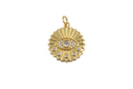 1 pc 18k Gold Coin Evil Eye Charm Diamond CZ Drop Charm Cubic Protector Pendant Tiny Lucky Dainty Necklace - 18mm-
