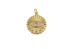 1 pc 18k Gold Coin Evil Eye Charm Diamond CZ Drop Charm Cubic Protector Pendant Tiny Lucky Dainty Necklace - 18mm-