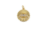 1 pc 18k Gold Coin Evil Eye Charm Diamond CZ Drop Charm Cubic Protector Pendant Tiny Lucky Dainty Necklace - 18mm-