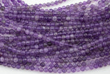 Natural Amethyst - Full Strands-15.5 inches 3mm or 4mm- Nice Size Hole- Diamond Cutting,High Facets-Nice and Sparkly-Faceted Round