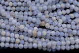 Natural Blue Laced Agate Beads Full Strands-15.5 inches-4mm- Nice Size Hole- Diamond Cutting, High Facets-Nice and Sparkly-Faceted Round