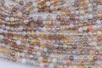 Natural Boswana Agaate Faceted 3-3.5mm Round Beads Micro Faceted Tiny Small Round Beads Diamond Cut Gemstone 15.5" Strand