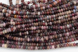 Faceted Natural Pink Tourmaline Rondelle 2x4mm Beads Diamond Cut Gemstone 15.5" Strand