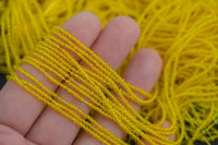 2mm Crystal Round 1 or 2 or 5 or 10 STRANDS- 14.5 inch strand- Yellow