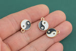 1pc 18k Gold Enamel Yin Yang Charm Drop Charm Cubic Protector Pendant Tiny Lucky Dainty Necklace - 12mm-