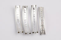 2-Hole Spacer Spacers Tubes Rhinestone Spacer 50x8mm Curved Double Hole Spacers Silver White Gold 5 pcs