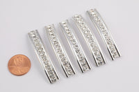 2-Hole Spacer Spacers Tubes Rhinestone Spacer 50x8mm Curved Double Hole Spacers Silver White Gold 5 pcs