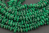 Natural Malachite Smooth Freeform Roundel Chip Beads 15.5" Strand