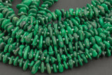 Natural Malachite Smooth Freeform Roundel Chip Beads 15.5" Strand
