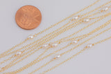 Gold Filled Freshwater Pearl Rosary Chain, Wholesale, BULK Low Price, Chain by foot- Hand made In House Permanent Jewelry Chain