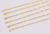 Dainty 14k Gold Necklace Chains for Layering - 3mm figaro Chain choker 15" 16" 18" 20" 22" Tarnish Resistant