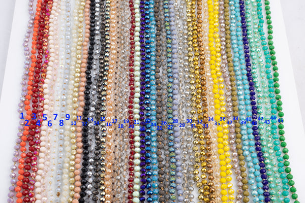 NEW COLORS! 6mm- Single Wrap Knotted crystal necklaces. Long Hand-Knotted Crystal- 36inches long! - Long Necklace