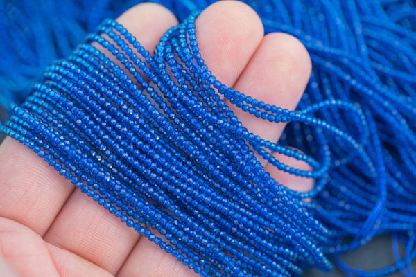 2mm Crystal Round 1 or 2 or 5 or 10 STRANDS- 14.5 inch strand- Azure Blue