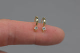 18kt Gold Earring Hook Wire CZ Earring, dainty Hoops, gold ear Hoops minimalist jewelry- 2 pcs fish hook earrings