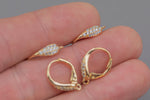 18kt Gold Earring Lever Back Huggie CZ Earring, dainty Hoops, gold ear Hoops minimalist jewelry- 2 pcs