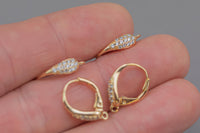 18kt Gold Earring Lever Back Huggie CZ Earring, dainty Hoops, gold ear Hoops minimalist jewelry- 2 pcs