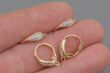 18kt Gold Earring Lever Back Huggie CZ Earring, dainty Hoops, gold ear Hoops minimalist jewelry- 2 pcs