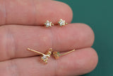 Gold Plated Brass Star CZ Stud-4mm Earring Post -Brass earring shape earring Pendant Brass earring findings jewelry supply