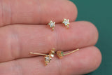 Gold Plated Brass Star CZ Stud-4mm Earring Post -Brass earring shape earring Pendant Brass earring findings jewelry supply