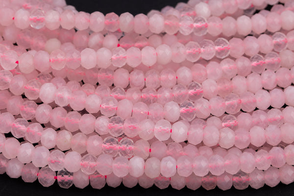 Natural Rose Quartz , High Quality in Faceted Roundel, 6mm, 8mm, 10mm Gemstone Beads