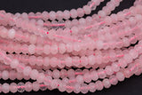 Natural Rose Quartz , High Quality in Faceted Roundel, 6mm, 8mm, 10mm Gemstone Beads